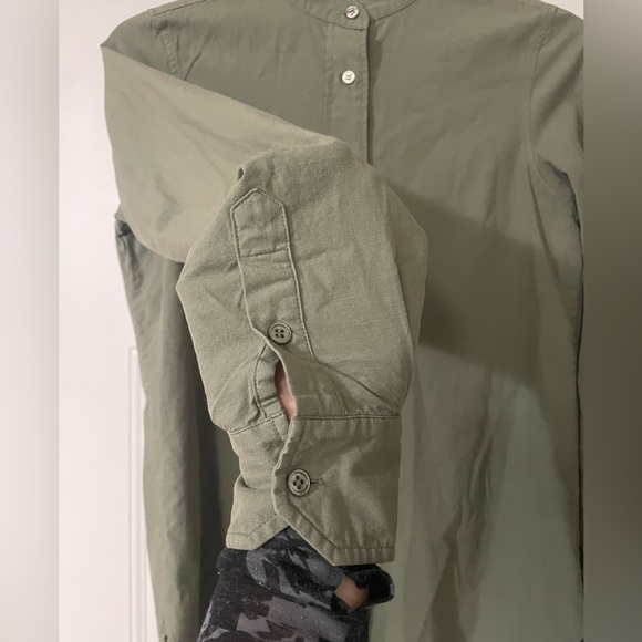 Frame Green Cotton Button Down Tunic Streetwear Natural Fibers Military Small - Picture 3 of 9